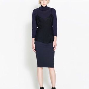 Zara Trafaluc navy pencil skirt